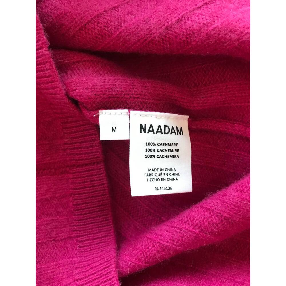NAADAM Raspberry Pink Cashmere Ribbed Crew Neck Sweater Medium - Picture 3 of 8